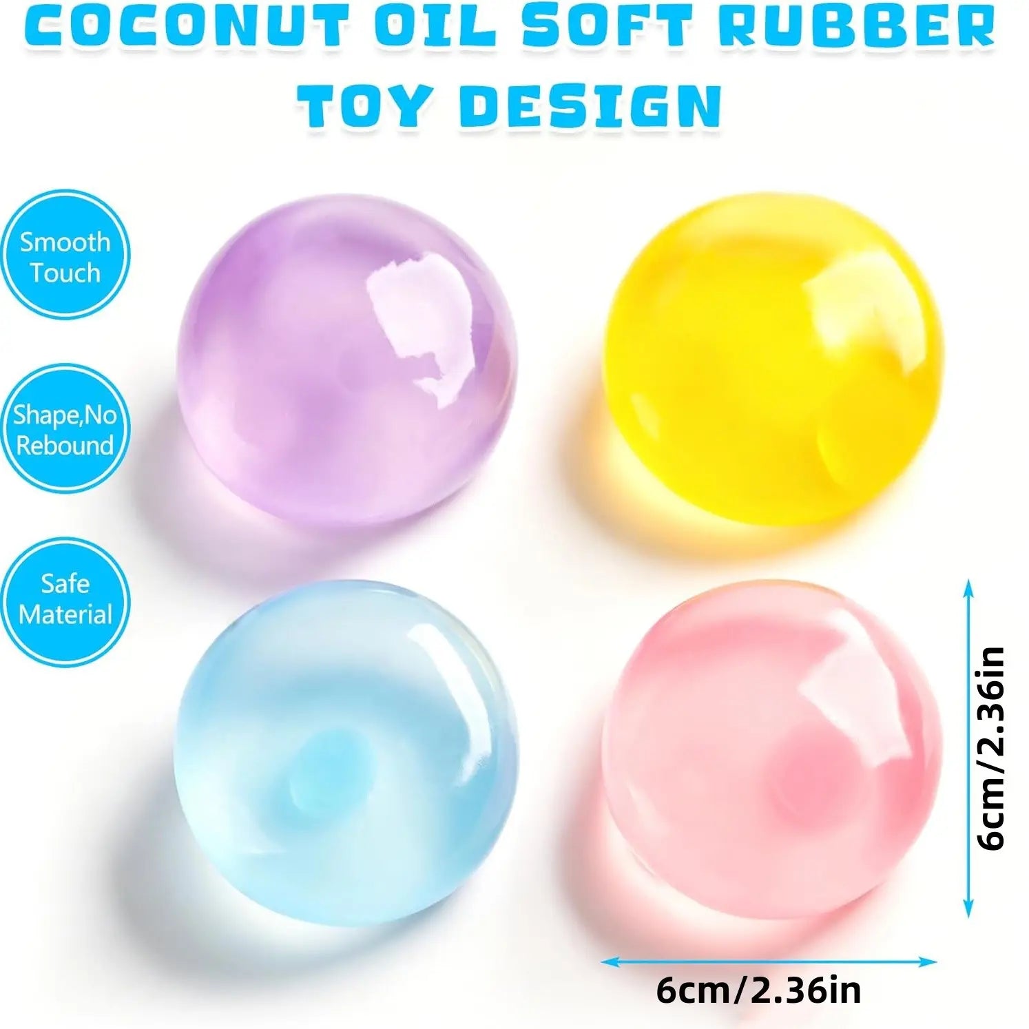 Coconut Oil Stress Ball, Moldable Slow Rebound, Handmade Squeezing Ball, Squishy Squeeze Fidget, Anxiety Relief Toy, Flexible Sensory Fidget, Fidget Toy, Mellow Squishy, 1 Count