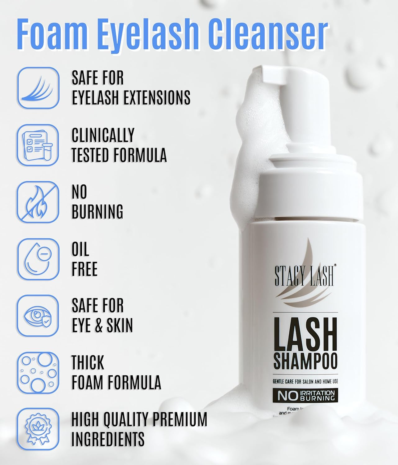 Shampoo 100Ml Cleaning Kit of Korean Makeup Remover (Foam Cleanser) & Shampoo Brush & Mascara Brush Bundle with Eyelash Serum 5Ml for Lash Growth and Thickness