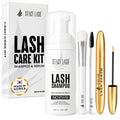 Shampoo 100Ml Cleaning Kit of Korean Makeup Remover (Foam Cleanser) & Shampoo Brush & Mascara Brush Bundle with Eyelash Serum 5Ml for Lash Growth and Thickness